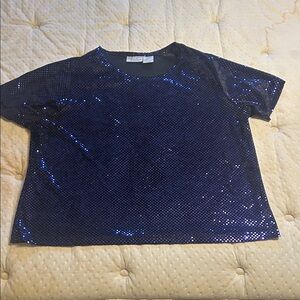 Kathie Lee Collection Shimmering Navy velvet top